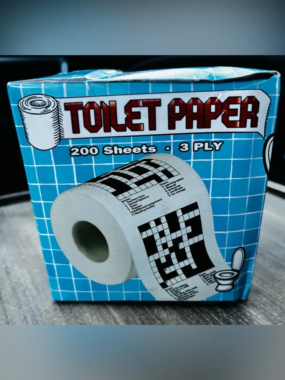 Toilet Paper Crossword Print Roll — 200 sheets -3 ply Great Gift!  NIB